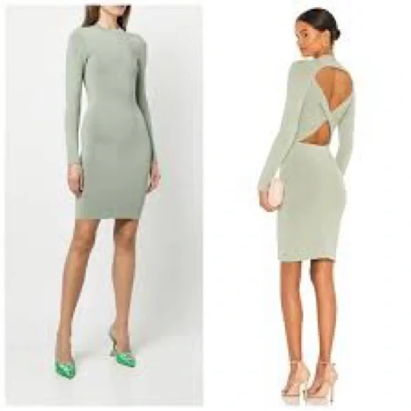 Alice + Olivia Estelle Twist Back Mini  in Sage Size L - small pull - label cut - Picture 6 of 6